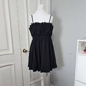 Black Spaghetti Strap Babydoll Party Dress